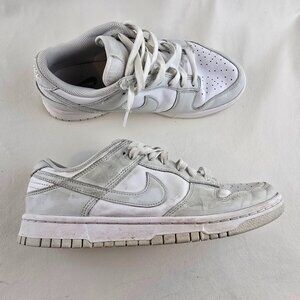 Nike Dunk Low Shoes Womens 8.5 White Gray Leather Sneakers Photon Dust Casual